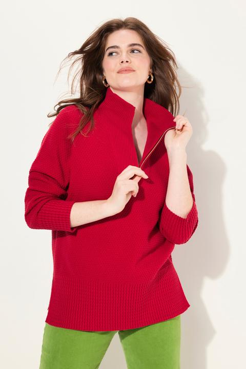 Actual product image Ulla Popken Knit Troyer Collar Long Sleeve Sweater (54)