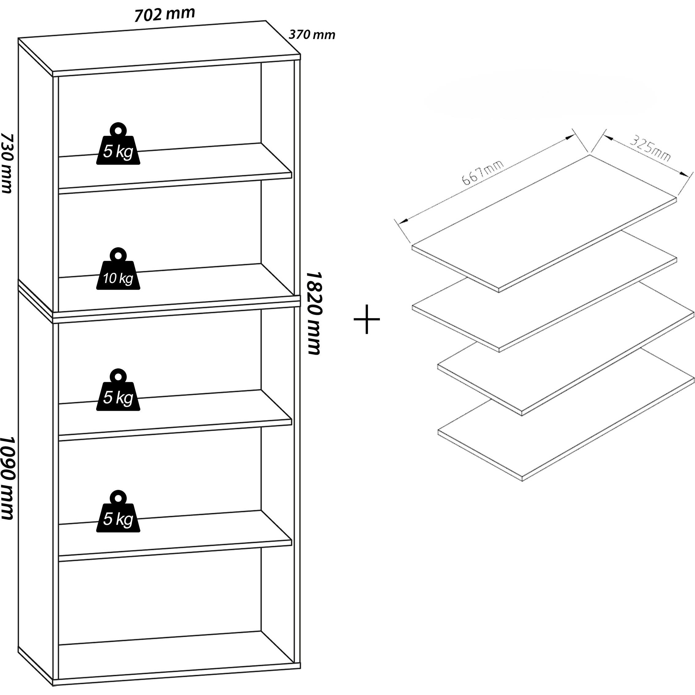 Thumbnail - VCM, Schuhschrank, Lona (70 x 37 x 183 cm)