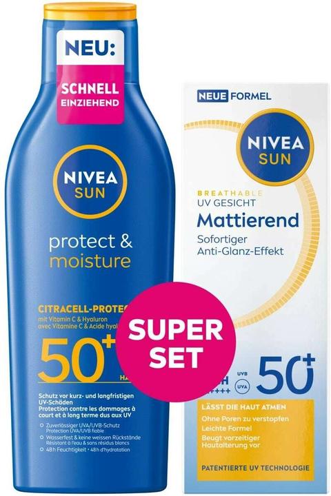Actual product image NIVEA Mixpack P&M Lotion SPF 50 + UV Face Shine Control (Suntan cream, Suntan lotion, SPF 50, 250 ml)