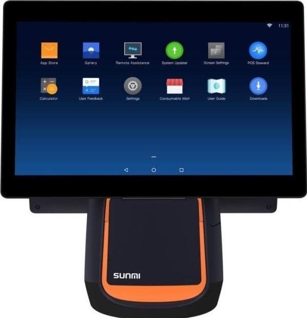 Actual product image Sunmi T2s, 39.6cm (15.6"), VFD, Android, black, orange POS system, retail, touchscreen, capacitive,...