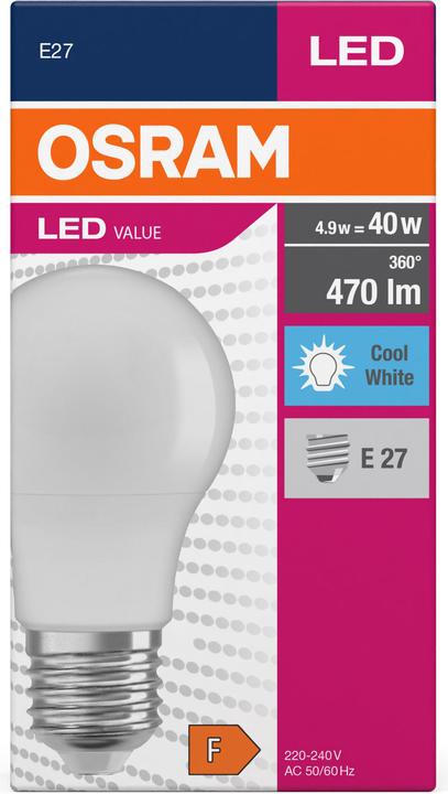 Produktbild Osram Value Classic (E27, 4.90 W, 470 lm, 1 x, F)