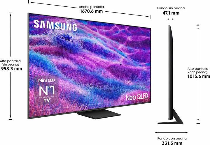 Image du produit Samsung TV AI Neo QLED 75" QN80F 2025, 4K Mini LED (75", QN80F, DHU, 2025)