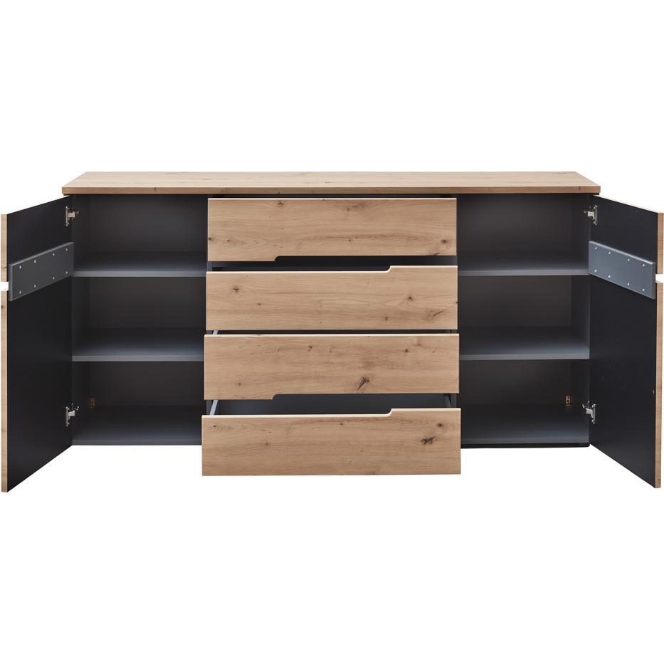 Thumbnail - Innostyle, Kommode + Sideboard, Memphis Sideboard Holzwerkstoff Artisan Eiche Optik/Graphit 165x82x44 cm