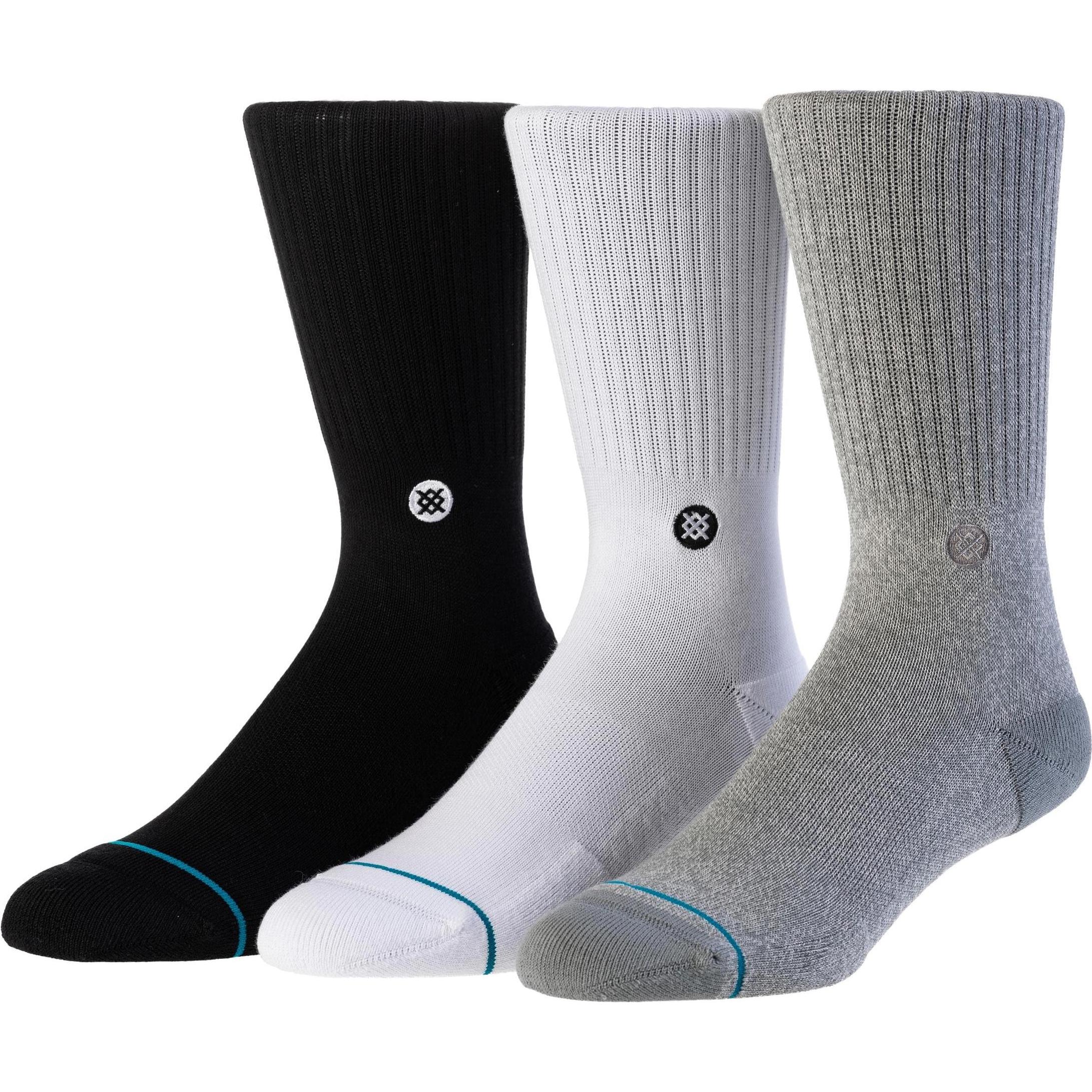 Stance, Uomini, Calzini, Icon, Bianco, Grigio, Nero, (confezione da 3, 43 - 46)