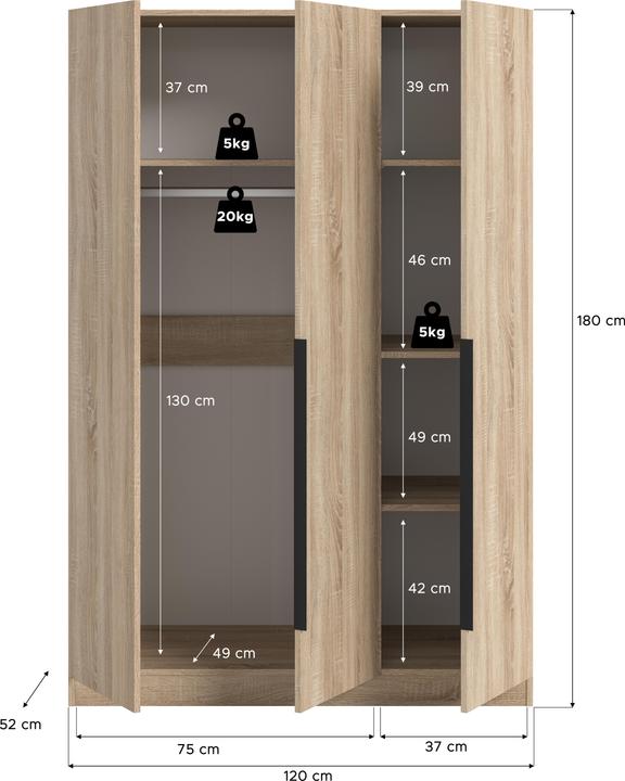 Produktbild Xonox Home Kopenhagen (120 x 52 x 181 cm)