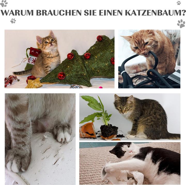 Immagine prodotto PawHut Albero per gatti con peluche (44 cm, Nero)