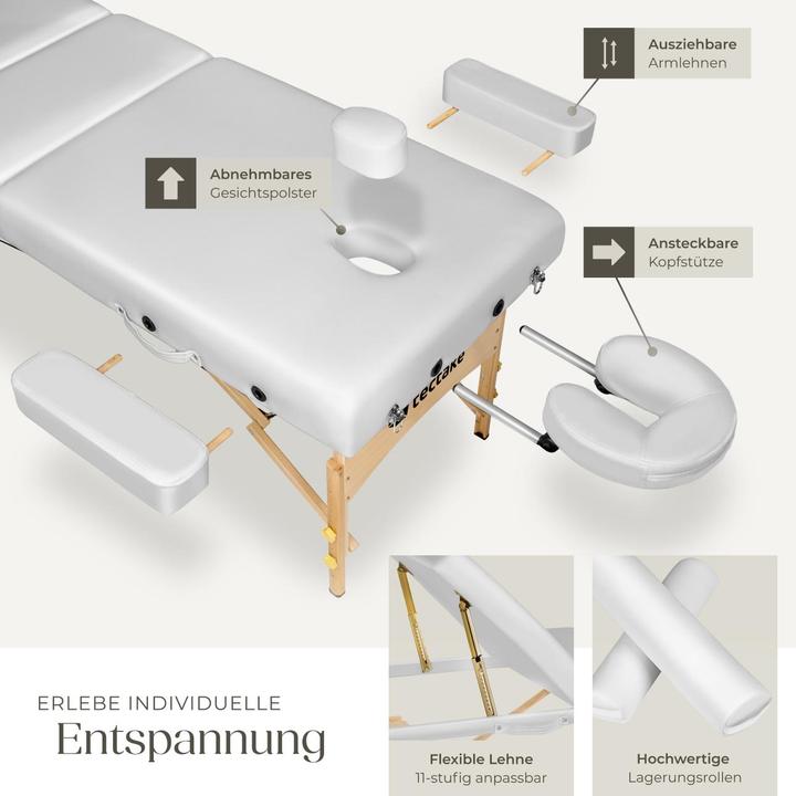 Produktbild tectake 3 Zonen Massageliege-Set Somwang mit 7,5cm Polsterung, Rollen und Holzgestell