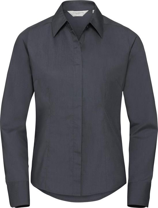 Image du produit Russell Collection - Chemisier à manches longues en popeline - Femme (3XL, 4XL, L, M, S, XL, XS, XXL)