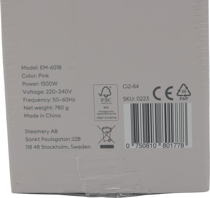 Produktbild Steamery Cirrus 2 Handverdampfer, Pink (1500 W, 15 g/min)