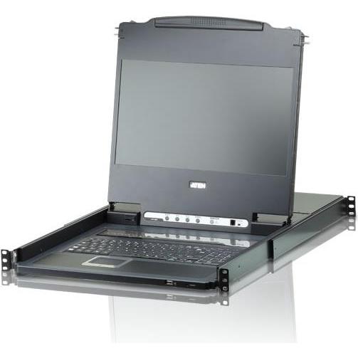 Aten CL6708MW 1U Schwarz Tastatur/Video/Maus (KVM)-Switch, KVM Switch, Schwarz