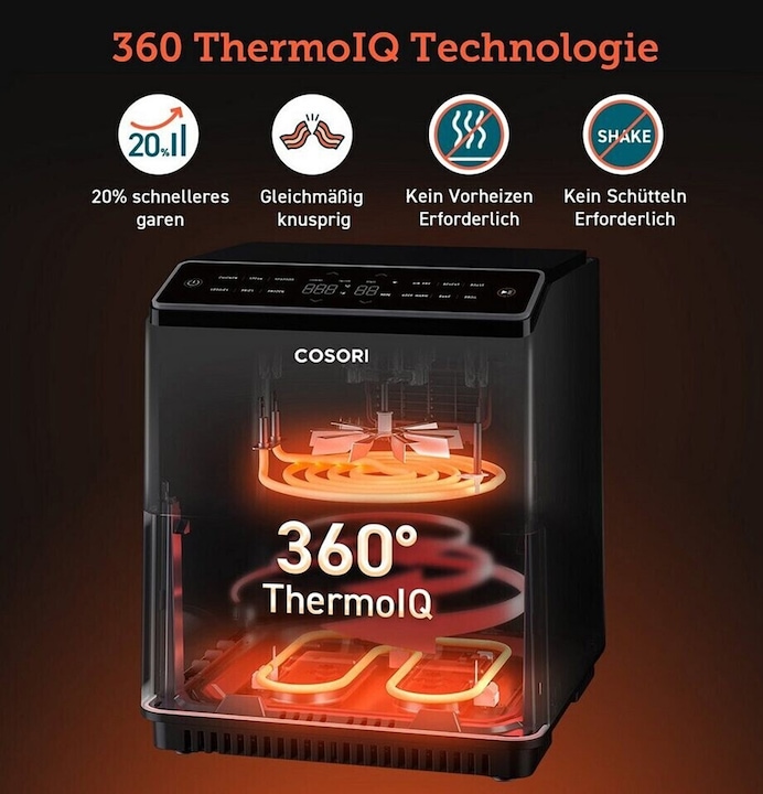 Immagine prodotto Cosori Friggitrice ad aria calda Dual Blaze XXL 6.4L, 1700W