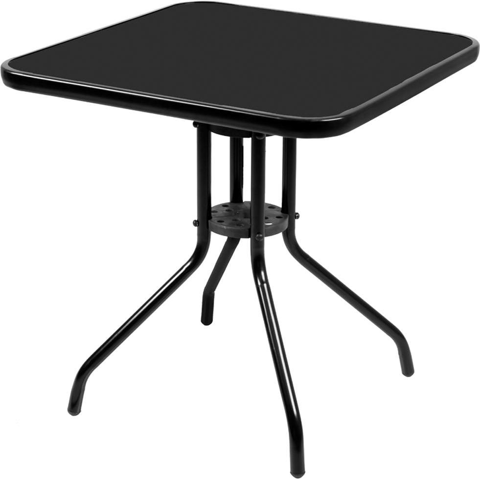 Mojawo, Gartentisch + Balkontisch, Bistro Sitzgarnitur Bistrogarnitur 5-teilig Tisch Schwarz / Stuhl (60 cm)