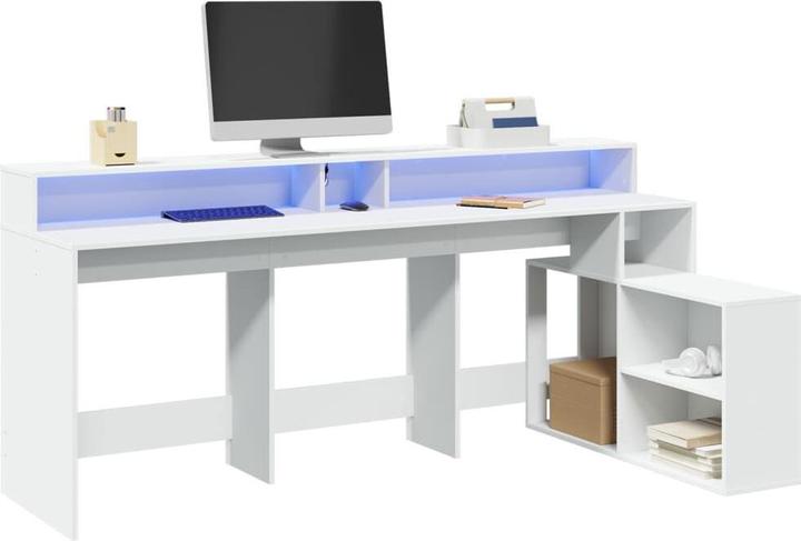 Immagine prodotto VidaXL Scrivania LED Scrivania per computer Scrivania da lavoro Scrivania per laptop Scrivania per ufficio (200 x 104 x 91 cm)