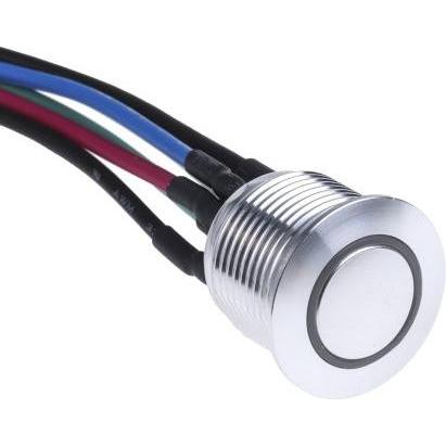 Rs Pro Druckschalter RGB beleuchtet Tastend 16 (Dia.)mm, EIN-AUS Schalter, 1-polig 36V dc / 2 A, Taster + Schalter, Silb...