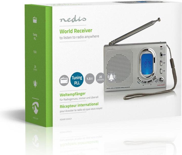 Actual product image Nedis World Radio | Portable version | AM / FM / SW | Battery-powered / mains power supply | Dig (FM, AM)
