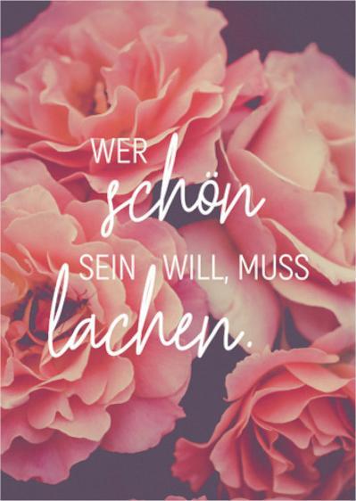 Rosa Blumen und weissem Text