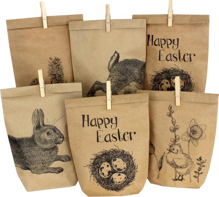 Papierdrachen Set de sachets de Pâques imprimés - Vintage (12x)