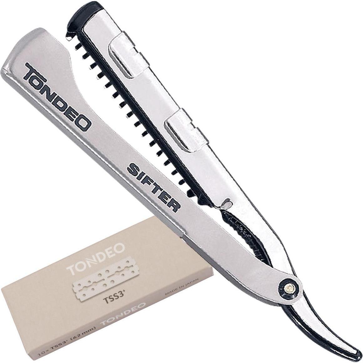 Tondeo, Rasoio dritto, Coltello setaccio inox incl. 10 lame TSS 3