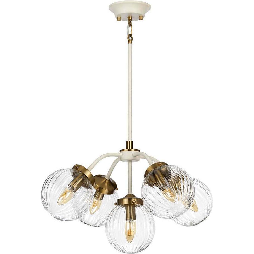 Elstead Lighting, Pendelleuchte, Cosmos Hängeleuchte E14 5-fach Cremefarben lackiert + Altmessing beschichtet (E14)