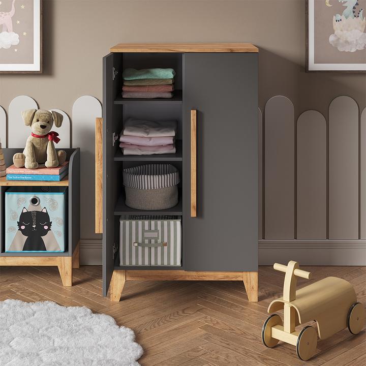 Produktbild VitaliSpa Kinderkleiderschrank Malia, Grau/Artisan, 70 x 120 cm (70 cm)