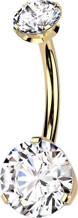 Actual product image Star Piercing Threadless banana gold-plated two crystals set in silver (without brass, Titanium)