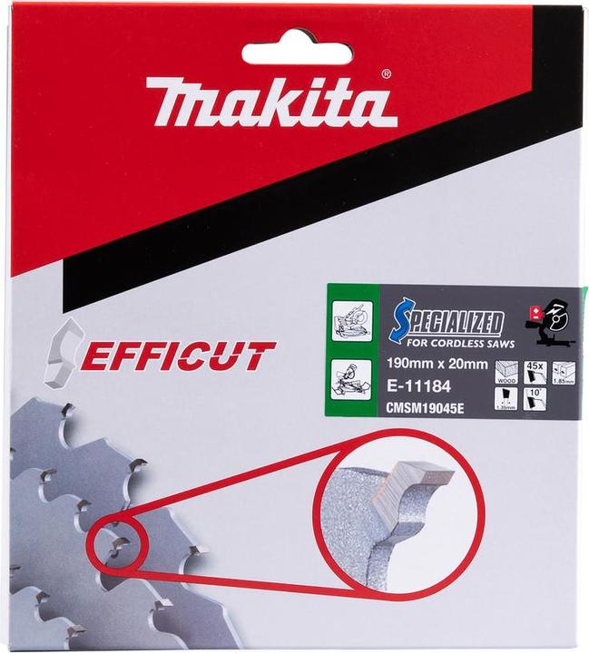 Productafbeelding Makita Zaagblad 190x1,85x20, 45Z EFFICUT