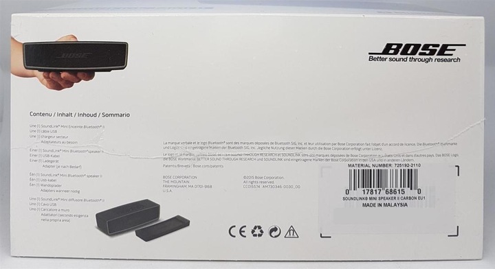 Actual product image Bose SoundLink Mini II (10 h, Rechargeable battery operated, Electrical connection)