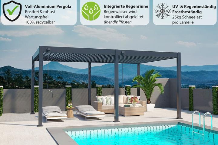 Produktbild Weide Pergola Deluxe Plus 3.6x5.3m anthrazit (360 cm, 530 cm)