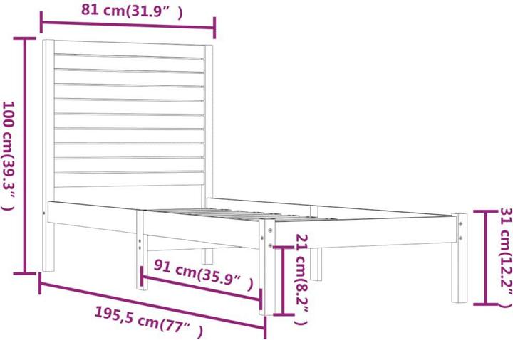 Image du produit vidaXL Bettrahmen (75 x 190 cm)