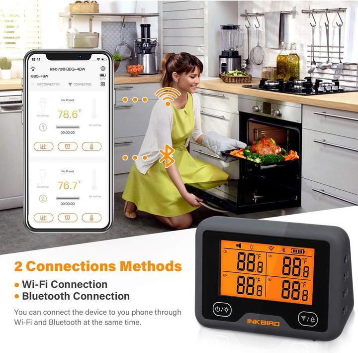Produktbild Inkbird IBBQ-4BW WiFi Bluetooth BBQ Thermometer Four Probes