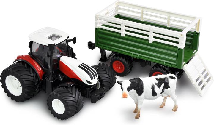 Immagine prodotto Amewi Trattore Rc Con Carro Bestiame, Suoni E Luci, 1:24 Rtr (RTR pronto all'uso)