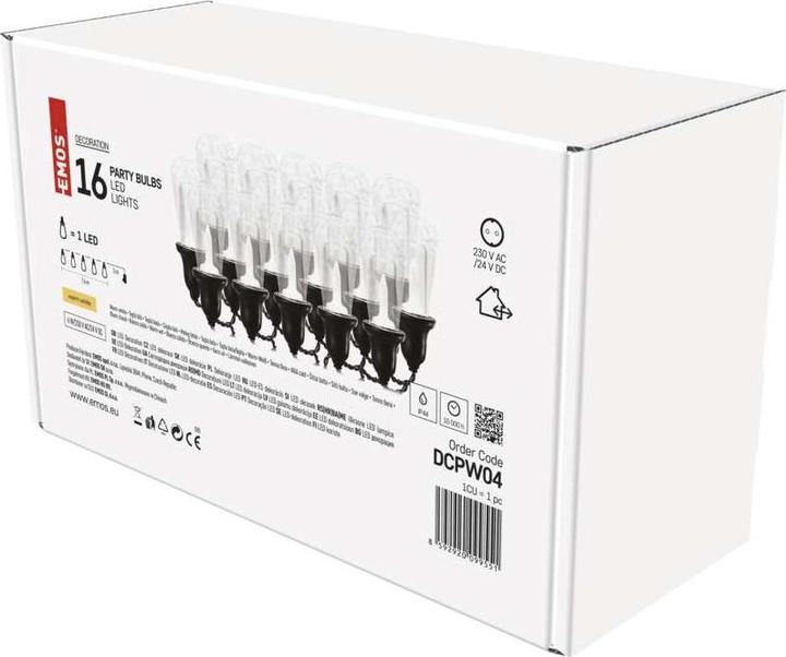Image du produit Emos Chaîne de fête 16x 1 LED transparente 3,6 m blanc froid IP44 DCPW04 (7.60 m)
