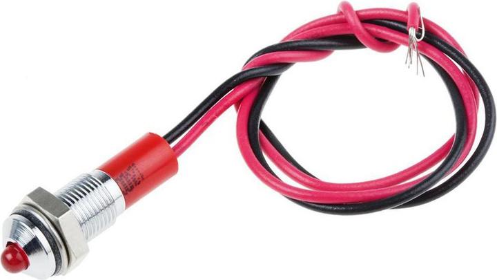 Image du produit RS PRO Lampe témoin LED pour tableau de commande rouge 12V dc, montage Ø 6mm, conducteur