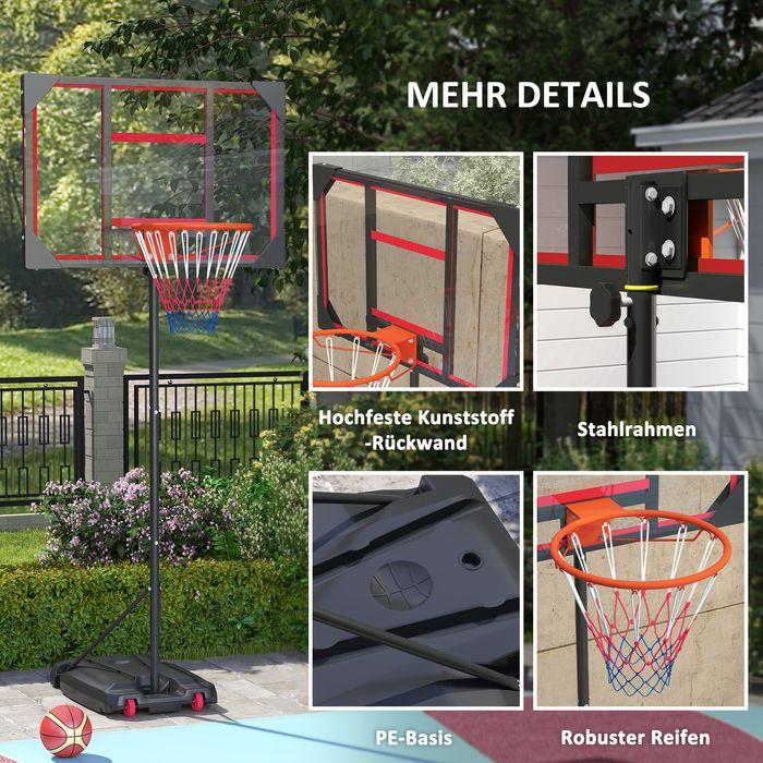 Immagine prodotto Swisshandel24 Basketballkorb für Kinder 210-260cm Höhenverstellbar Basketballständer mit Räder