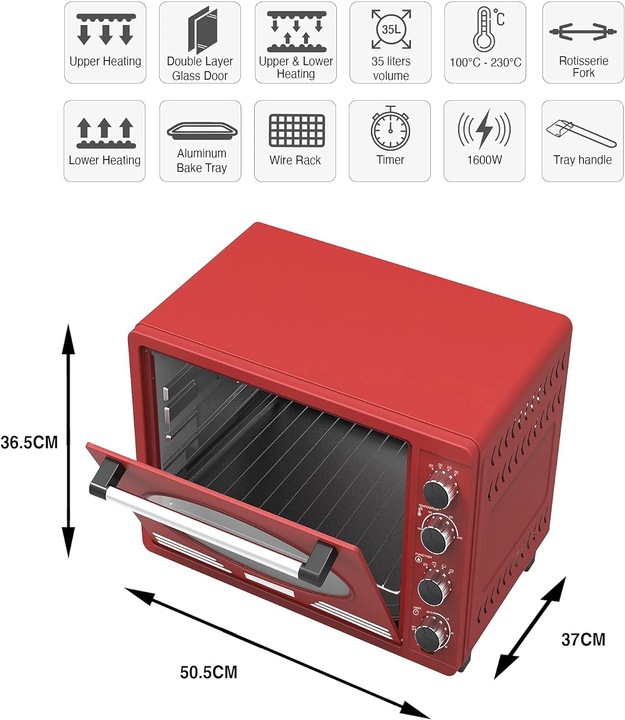 Produktbild TurboTronic By Z-Line Minibackofen Red