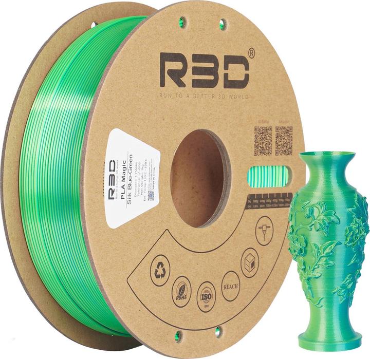 Actual product image R3D eSilk Magic-PLA Blue-Green Filament 1.75mm 1Kg (PLA, 1.75 mm, 1000 g, Blue, Green)