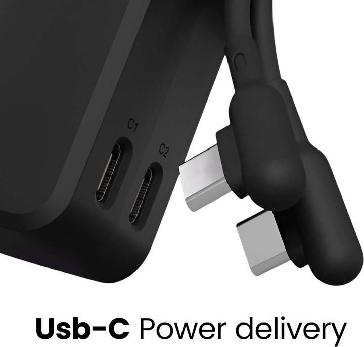Actual product image Cygnett Thumboost 5K Powerbank with semi-integrated USB-C Cable Black (5000 mAh, 15 W, 18.50 Wh)
