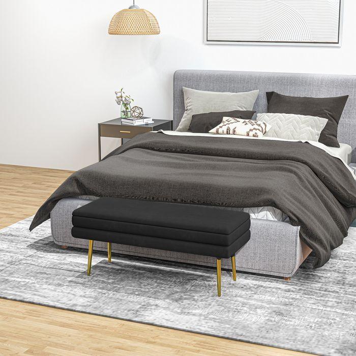 Actual product image Swisshandel24 Sitzbank Polsterbank, mit Stauraum, Stahl, 100 cm x 37,5 cm x 42 cm, Schwarz (100 cm)