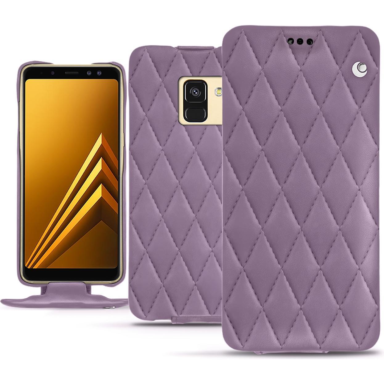 Noreve Lederschutzhülle vertikal (Samsung Galaxy A8+), Smartphone Hülle, Violett