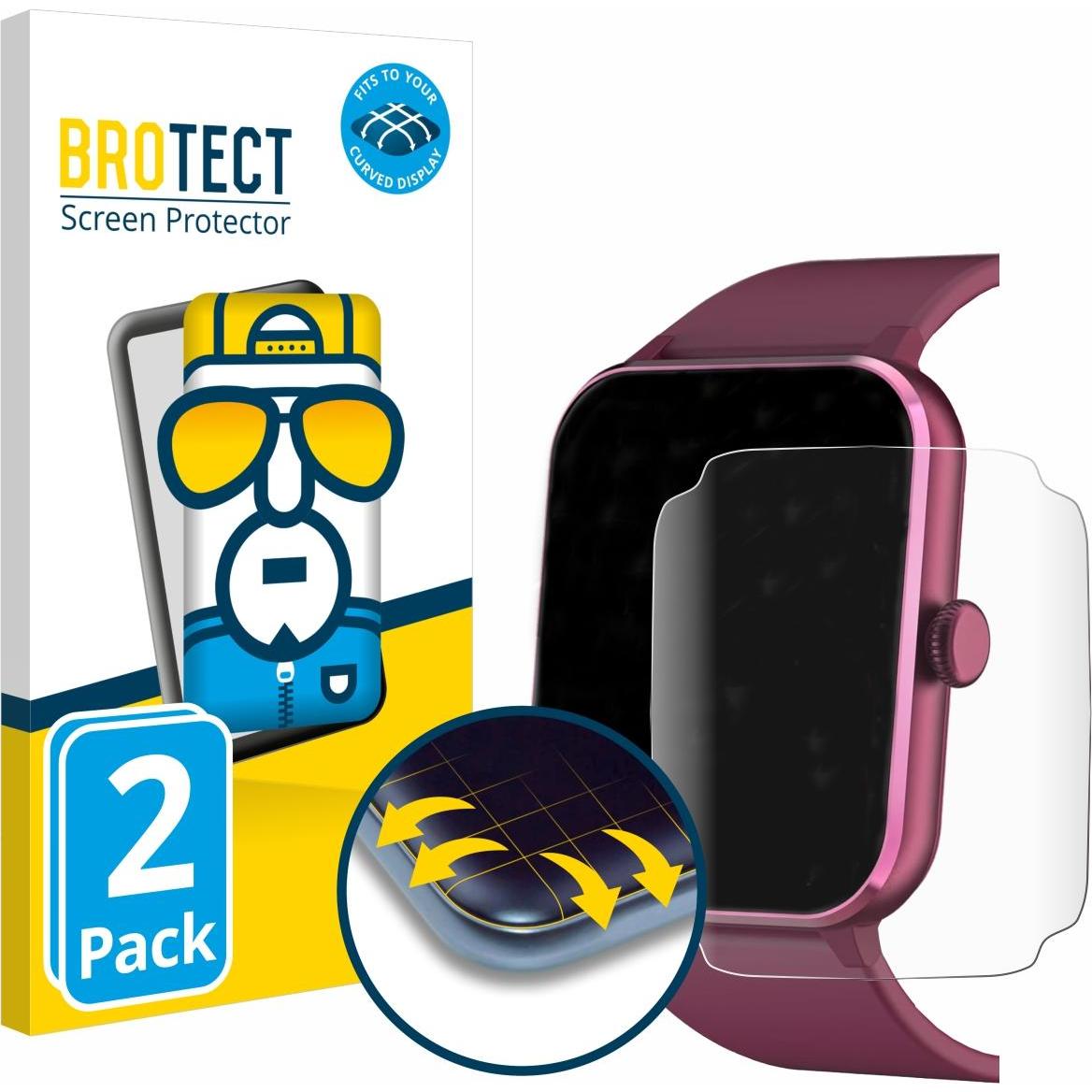 BROTECT Fullscreen Schutzfolie Displayschutz Folie Klar Transparent, Smartwatch Schutzfolie, Transparent