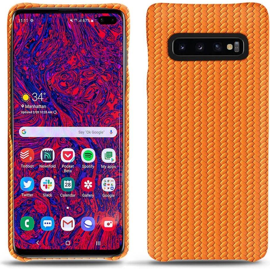 Thumbnail - Noreve Lederschutzhülle (Samsung Galaxy S10+), Smartphone Hülle, Orange
