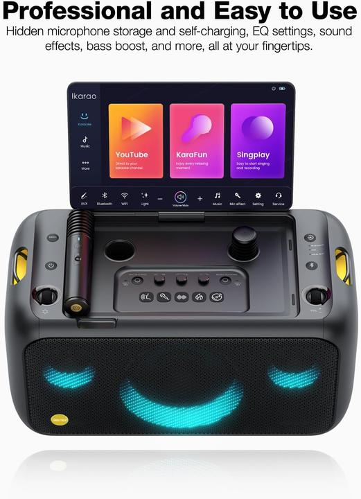 Immagine prodotto Ikarao Break X1 Karaoke-Maschine mit Bildschirm und Mikrofonen