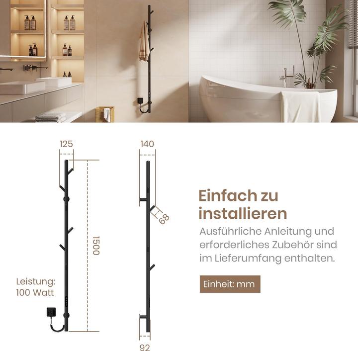Produktbild Emke Elektrischer Handtuchheizkörper, 110W, LED-Display, Intelligentes Thermostat, WiFi/APP-Steuerung, Ti