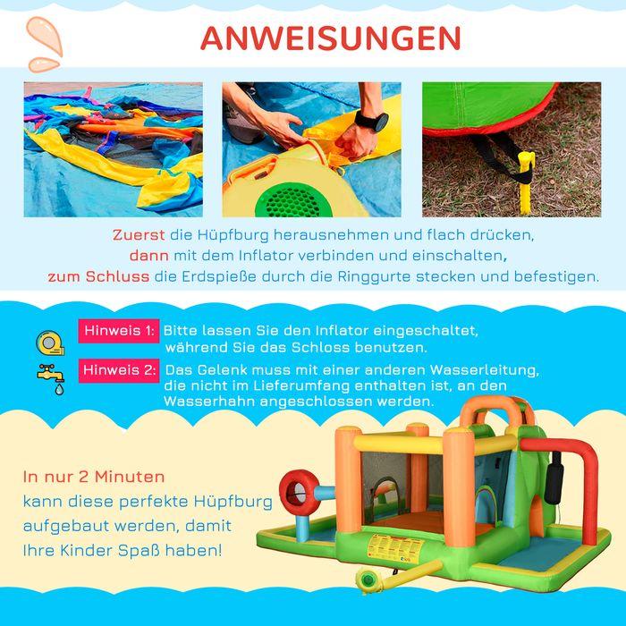 Immagine prodotto Swisshandel24 Castello gonfiabile, castello di gioco, area di salto con scivolo, parco acquatico per bambini dai