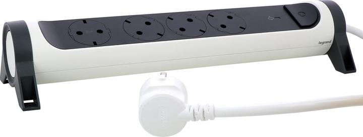 Productafbeelding Legrand Draaibare contactdoosstrip 4x stopcontact, SPD, 1,5m kabel wit-zwart 694507 (4 x, CEE 7/3, CEE 32/5, 1.50 m)