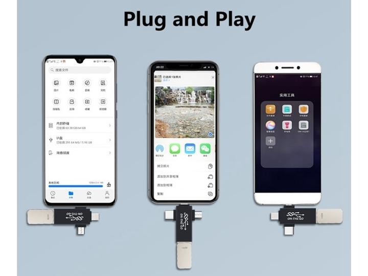 Produktbild PowerGuard 3-in-1 USB-C MicroUSB Lightning OTG Adapter (USB 3.0)