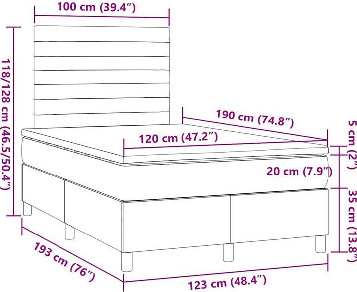 Produktbild vidaXL Boxspringbett (120 x 190 cm)