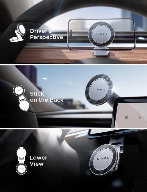 Actual product image Lisen MagSafe car mount Tesla version