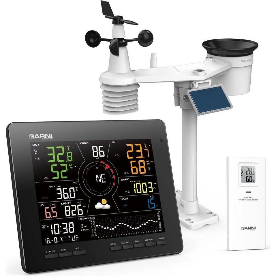Garni 2060 Arcus - Wi-Fi meterologická stanice s 24hod / 7denní předpovědí, Stazione meteo, Nero