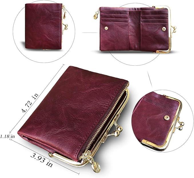 Image du produit Only-Bags.Store Portefeuille court polyvalent de couleur unie, Vintage Clutch Coin Purse Credit Card Holder with